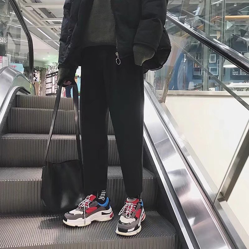 Quần dài đến mắt cá chân dáng ôm ống côn vải len cột dây phong cách Hàn Quốc thời trang thu đông thường ngày cho nam