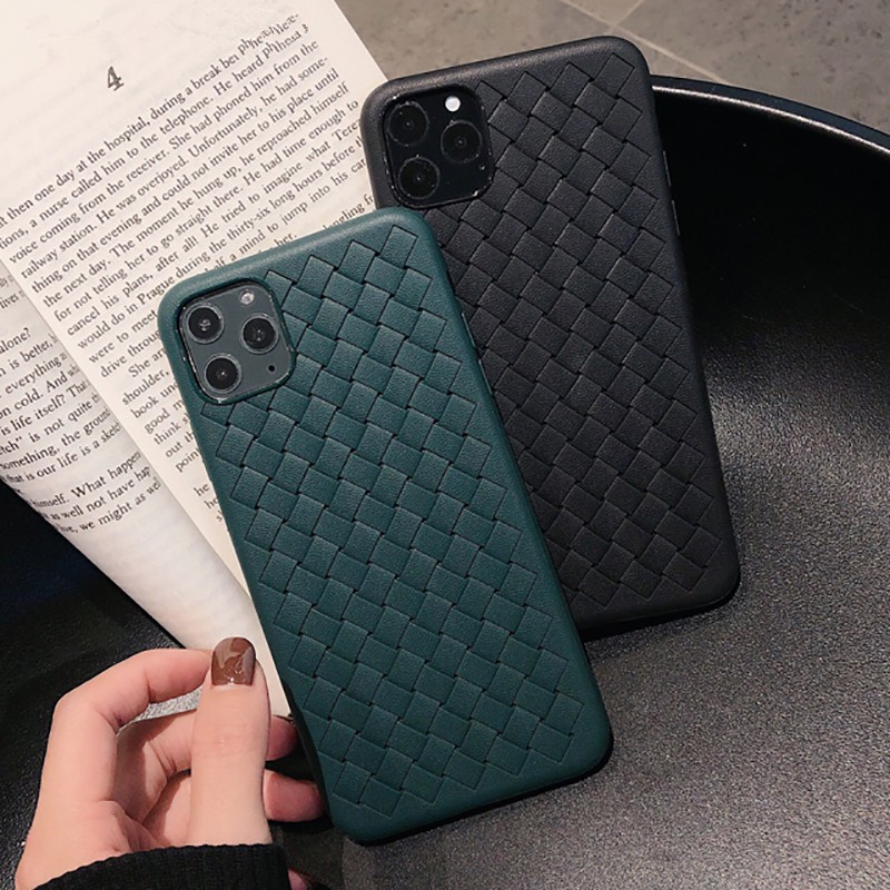Ốp lưng silicon dạng lưới thoáng khí cho iPhone 11 Pro Max XS 6 6S 7 8 Plus X XR Leather TPU Dệt BV Cover