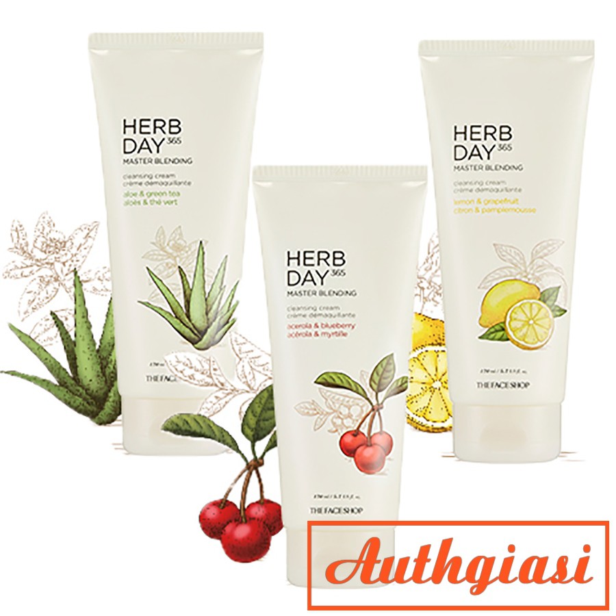 Kem tẩy trang The Face Shop Herb Day 365 Master Blending Cleansing Cream TFS làm sạch sâu KTT 170ml | BigBuy360 - bigbuy360.vn
