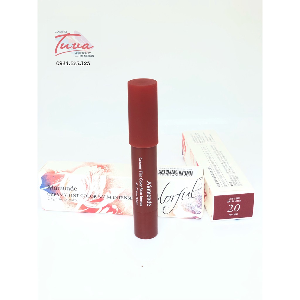 Son Bút Chì Siêu Lì Mamonde Creamy Tint Color Balm Intense Màu #20 Cam Cháy