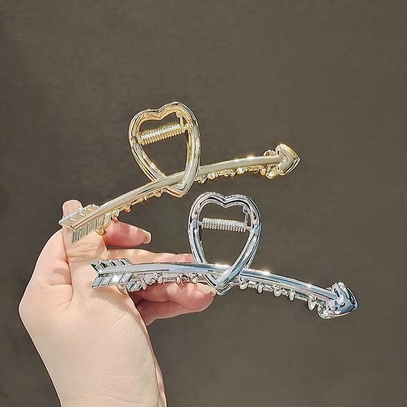 Kẹp Tóc Kim Loại Hình Mũi Tên Xuyên Qua Trái Tim Tình Yêu Phong Cách hip-hop Hàn Quốc Đơn Giản