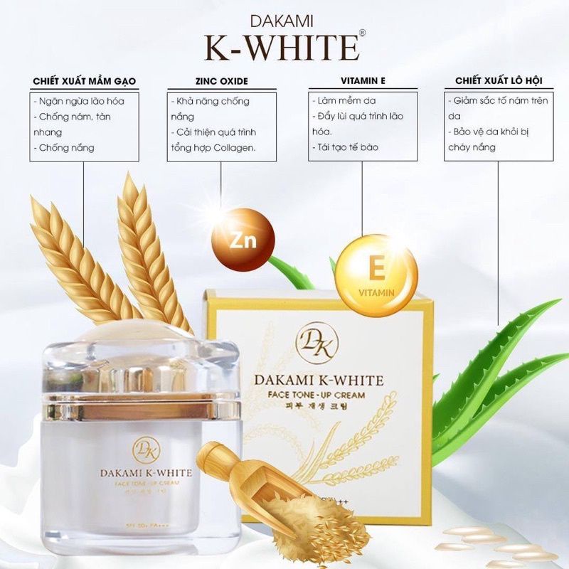 Kem chống nắng lão hóa Dakami k- White chống nắng, trắng da