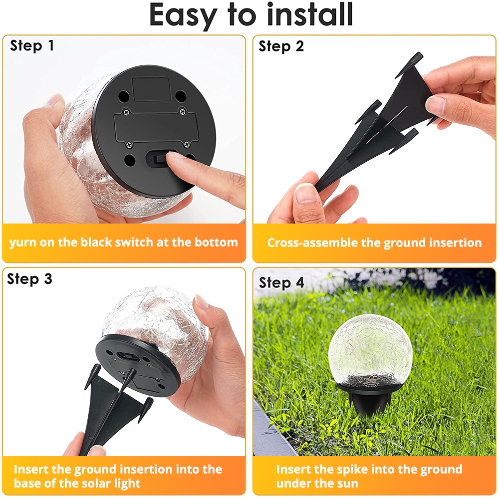 Đèn LED Năng Lượng Mặt Trời Chống Nước Hình Quả Cầu Cho Trang Trí Sân Vườn Ngoài Trời