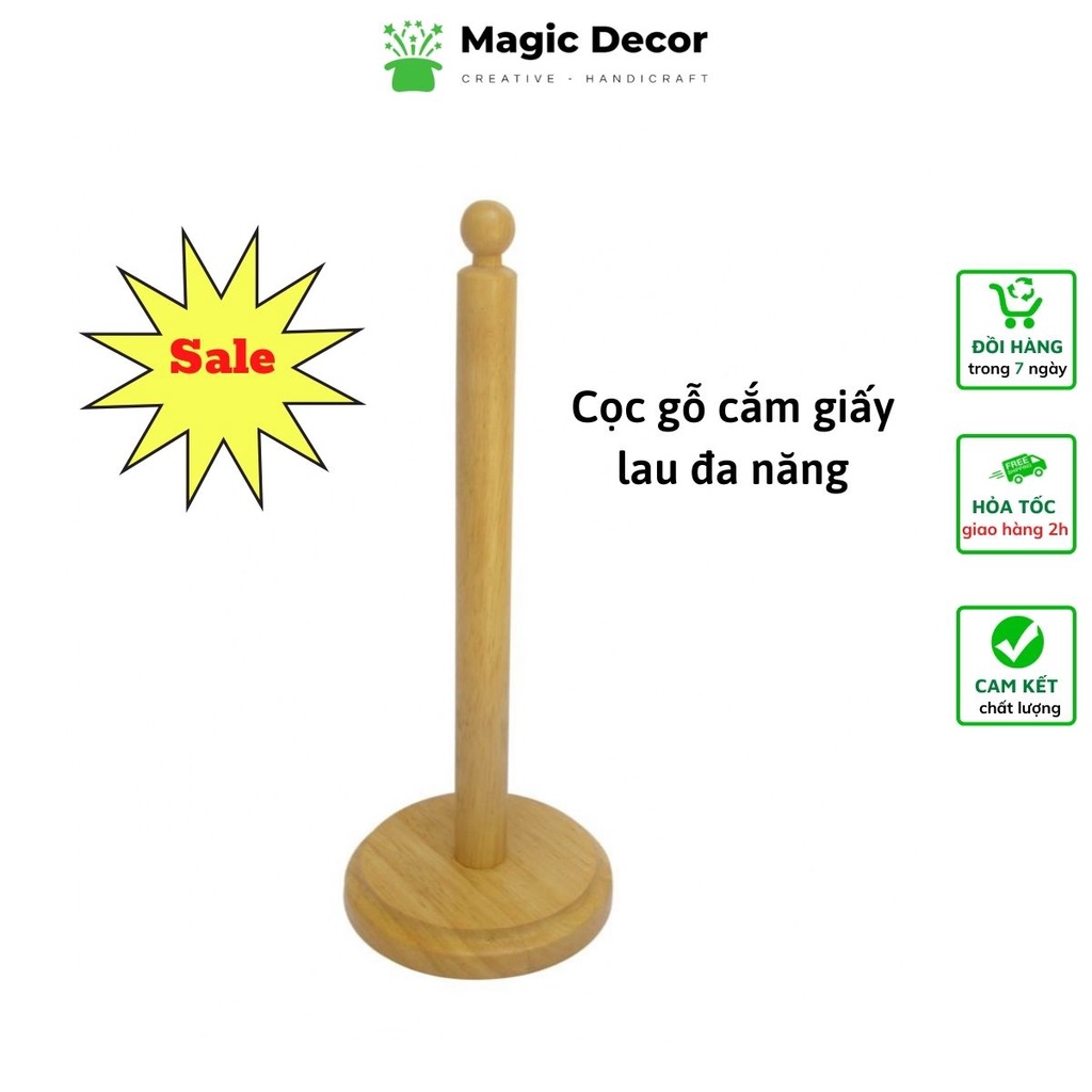 Cọc gỗ cắm giấy cuộn lau đa năng nhà bếp chắc chắn, hàng đẹp