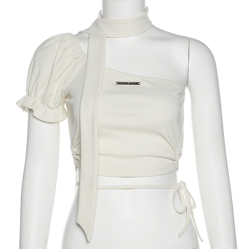 Áo Thun Tay Ngắn Cổ Thắt Nơ Thời Trang Cho Nữ