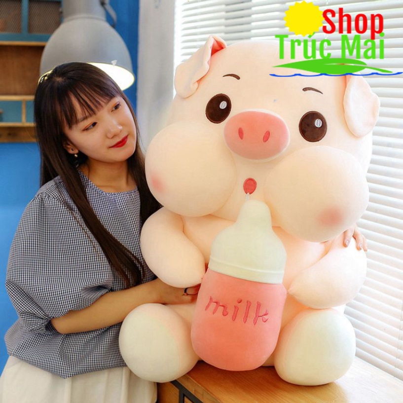 Gấu bông to Heo Lợn ôm bình sữa