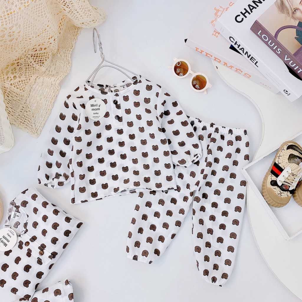 [DT65] Bộ Dài Tay 2 Cúc Khuy Cài Cổ Cho Bé Chất Vải Đũi Xô Nhẹ Nhàng Dáng Sang Chảnh Size Từ 7-16Kg VNXK Nhật-Hàn