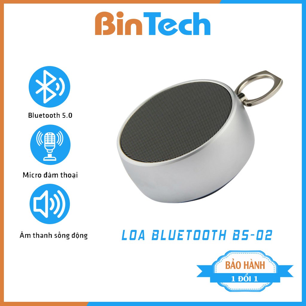 Loa Bluetooth Mini Bs02 Có Móc Treo Tiện Lợi Và Khe Cắm Thẻ Nhớ, Cổng 3.5 - BINTECH