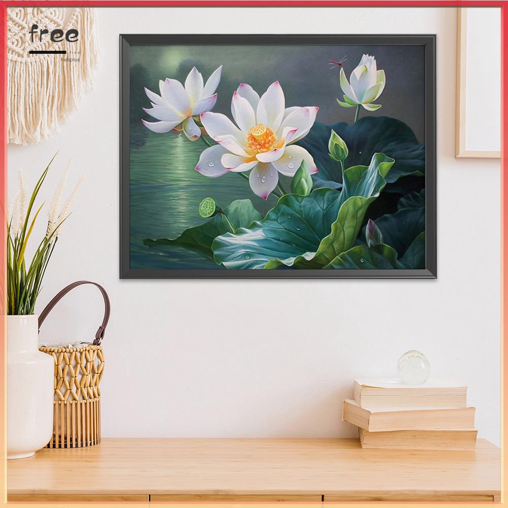 Tranh Thêu Chữ Thập Hình Hoa Sen 11ct 50x40cm | BigBuy360 - bigbuy360.vn