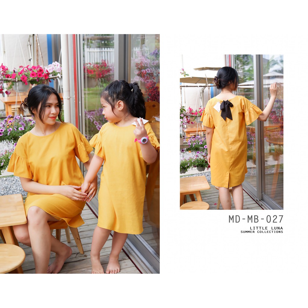 Little Luna - Váy đầm mẹ và bé linen suông tay bèo