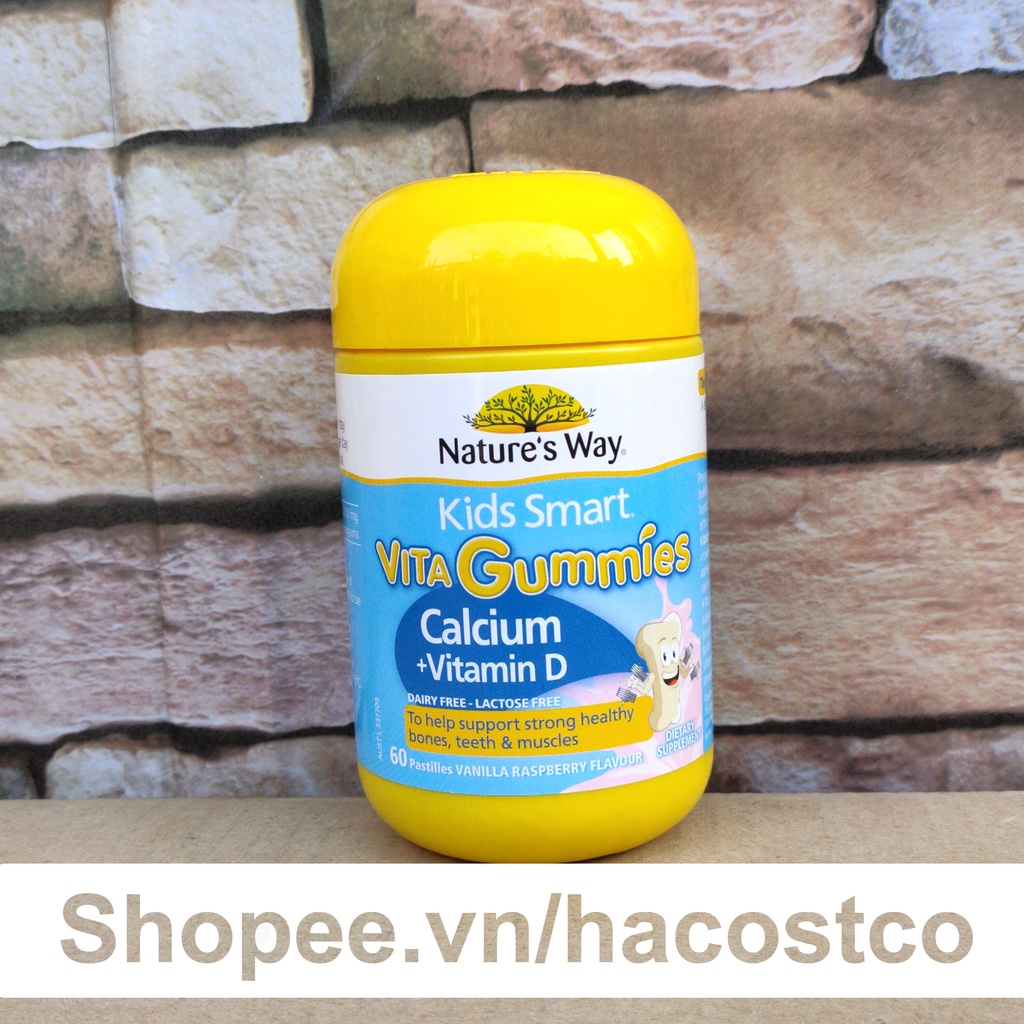 Kẹo dẻo nhai Kid Smart Vita Gummies Calcium + Vitamin D 60 viên - hỗ trợ phát triển chiều cao