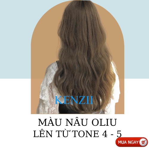 Thuốc nhuộm tóc màu Nâu Olive lên từ tone nâu 4 - 5 ( Tặng oxi ) KENZII - Thuốc nhuộm tóc nâu