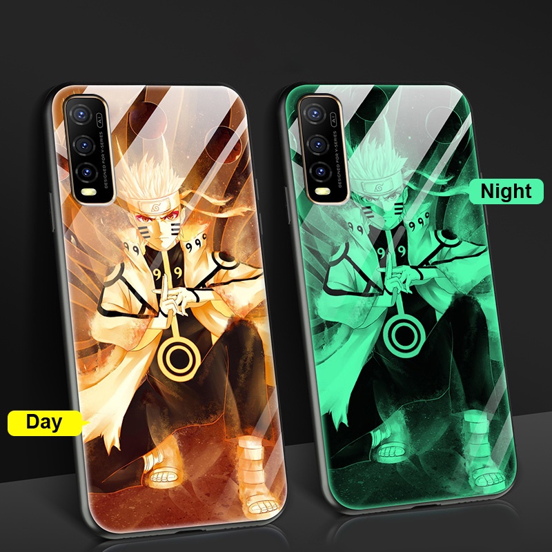 Ốp điện thoại kính dạ quang in hình Naruto cho Vivo Y20s G Y12s 2021 Y20 2021 Y20 Y20s Y12s Y11s Y12A Y12 Y17 Y15 Y72 5G S1