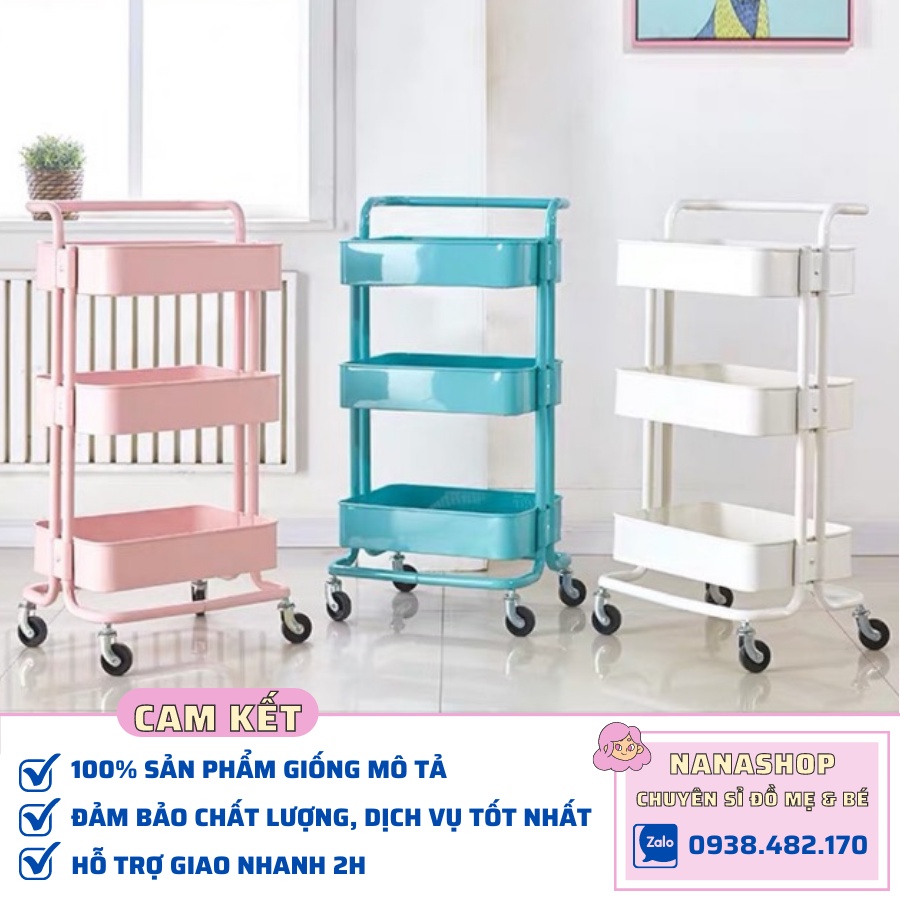 Kệ đa năng 3 tầng có bánh xe bản nâng cấp