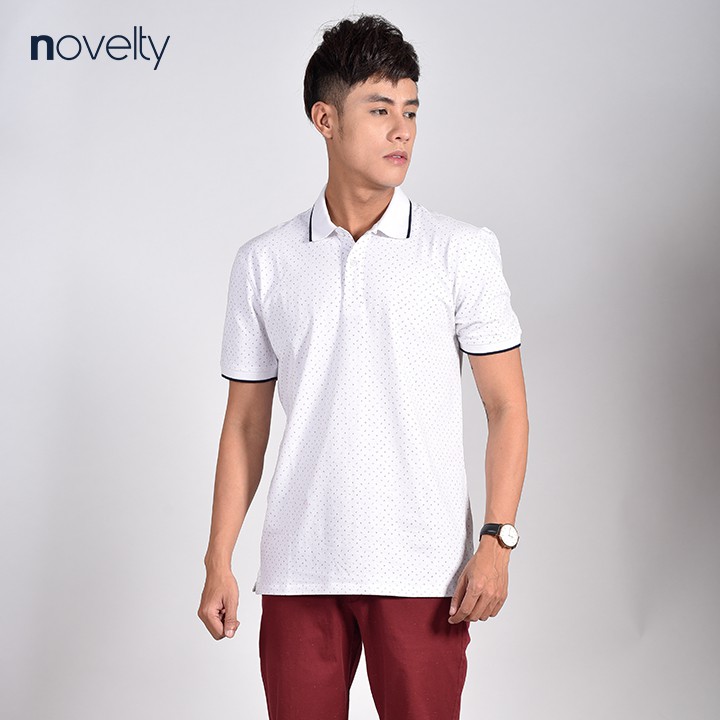Áo Polo nam Novelty in họa tiết phối bo dệt viền sọc NATMHTMCSR181121N