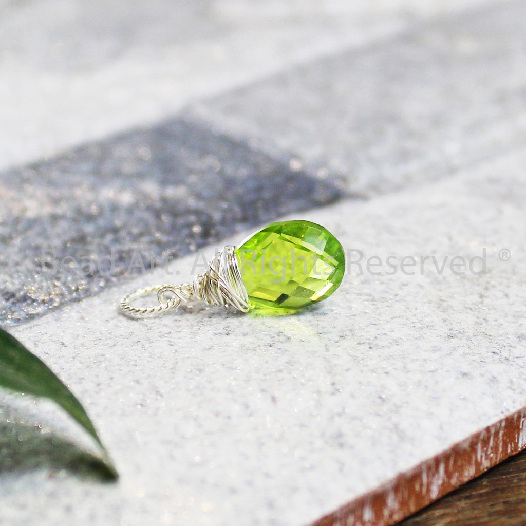 Mặt Dây Chuyền Xanh Lá (Glass Bead) Và Bạc 925, Trang Sức Thủ Công Phong Thuỷ S43 - Bead Art