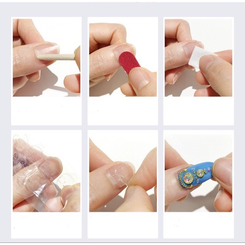 [Có sẵn] [Ảnh thật] Nails box NB26 mẫu nails tim hồng đính đá, kích thước móng tay phổ thông