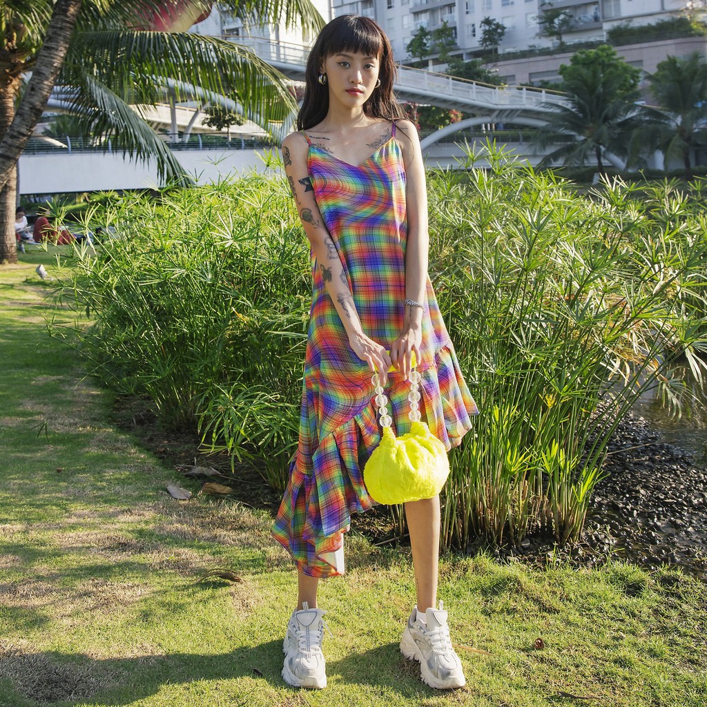 Đầm Hai Dây Maxi Chân Váy Xoè Cầu Vồng TARTAN - Tartan Dress/Rainbow/Designed Pattern--TIẾT KIỆM 79k khi mua cả SET | BigBuy360 - bigbuy360.vn