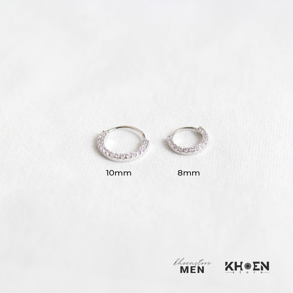 Khuyên tai Tròn viền đá mặt trên - dạng bẻ ngang