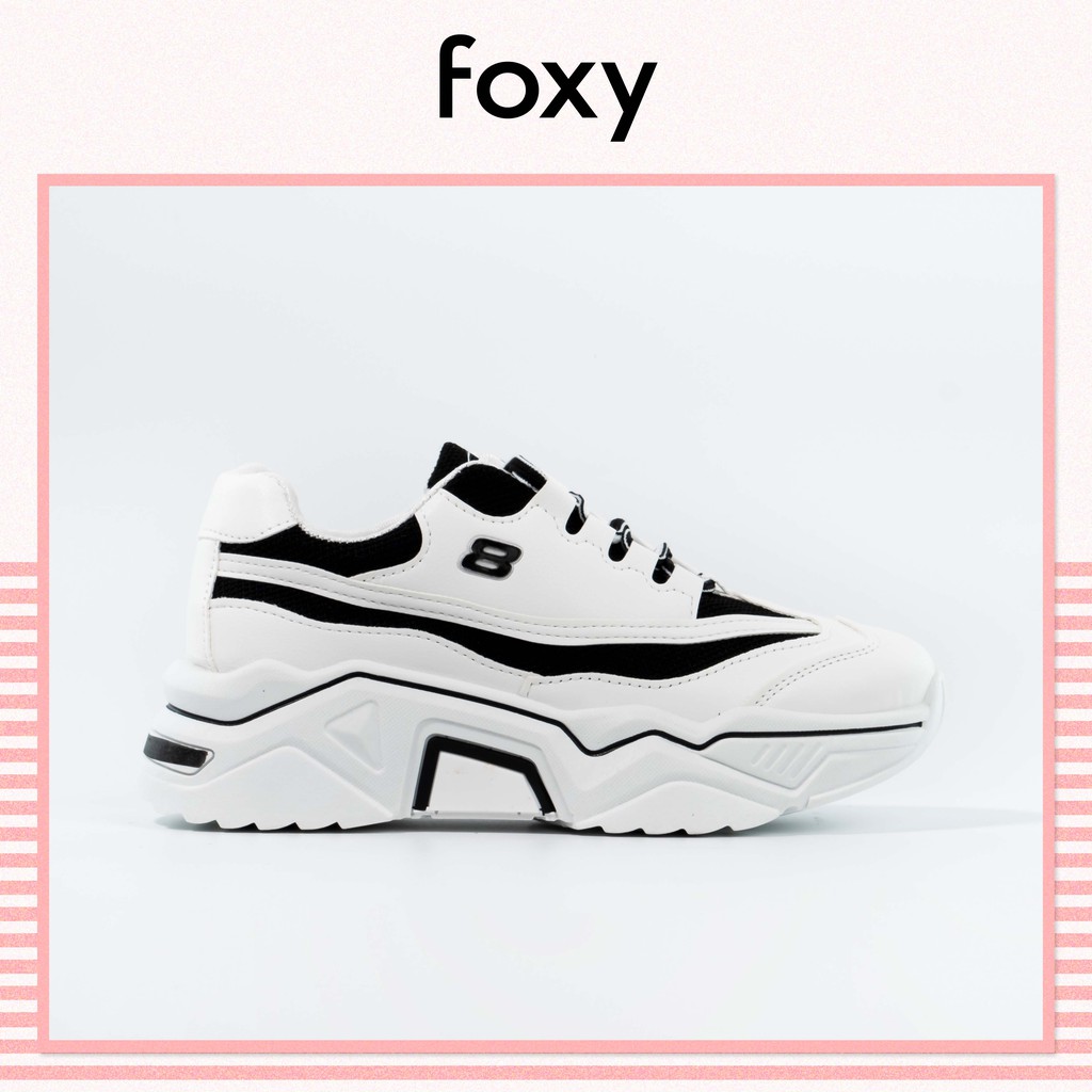 Giày Thể Thao Sneaker Nữ FOXY Độn Đế Phối Màu Trắng Đen - FOX014