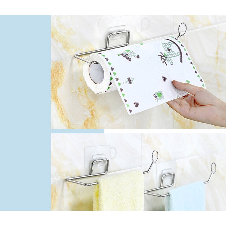 Móc Treo Giấy Vệ Sinh Khăn Lau Bếp OENEN Chất Liệu Inox Dán Tường Tiện Lợi Oenon