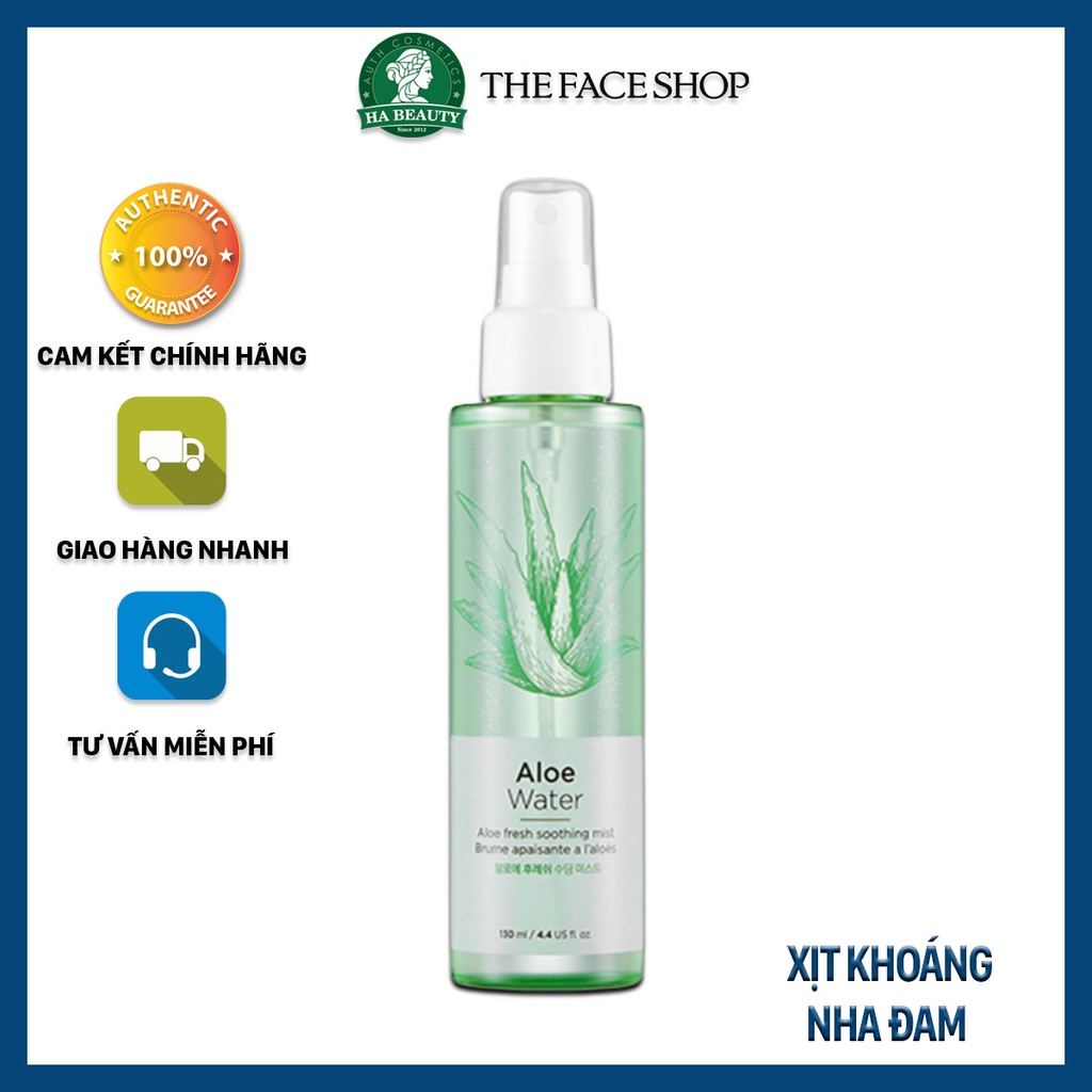 Xịt khoáng dưỡng ẩm da mặt nha đam lô hội cấp ẩm kiềm dầu Hàn Quốc The Face Shop Aloe Fresh Soothing Mist 130ml