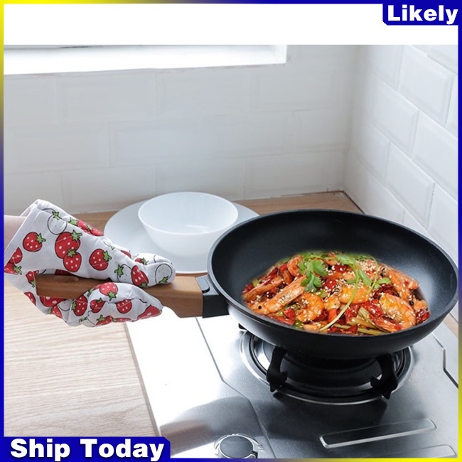 Set 2 găng tay cách nhiệt bằng polyester cotton dày dặn dùng cho lò vi sóng