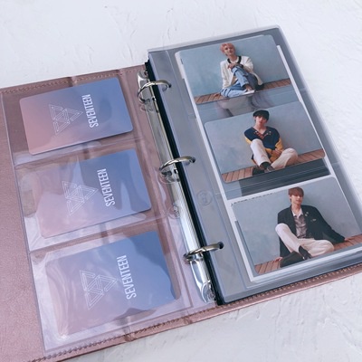 Binder SE sheet 3 ô 3 rings màu Rose Gold/Đen/Đỏ vân đá - Sổ lưu trữ album ảnh/Sổ lưu trữ bo góc