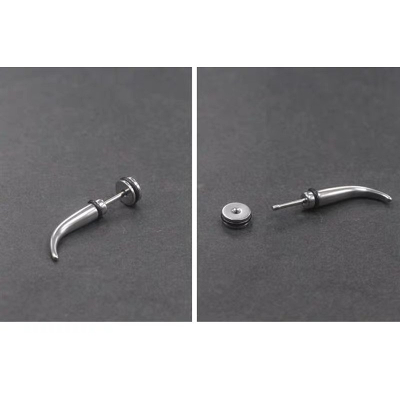 Long Sharp Earring Punk khuyên tai titan mũi nhọn uốn không gỉ không đen không dị ứng nam nữ Uniex