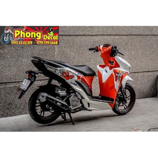 Tem rời vario 150 ốc sên dán xe trắng phối cam