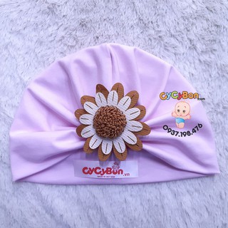 Mũ ón Turban Cho Bé Đính Bông Cúc Nâu Trắng - Cực Sang Chảnh Đủ Size Cho Bé Từ Sơ Sinh