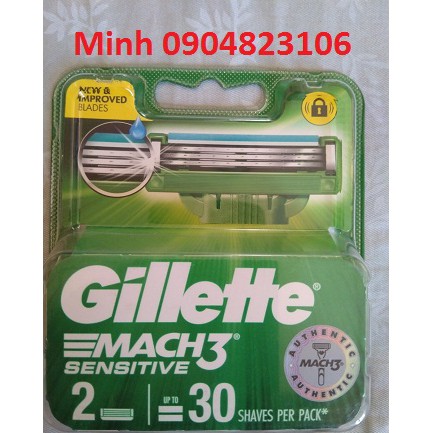 Dao cạo râu Gillette Mach 3 sensitive ( 2 dao/hộp )