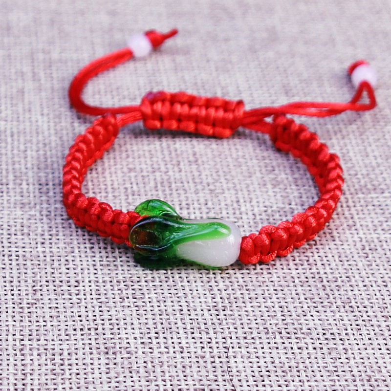 Vòng Tay Bắp Cải May Mắn Thủy Dây Chỉ Đỏ Rút