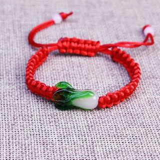  Vòng Tay EBI Bắp Cải May Mắn Thủy Tinh Dây Chỉ Đỏ Dây Rút