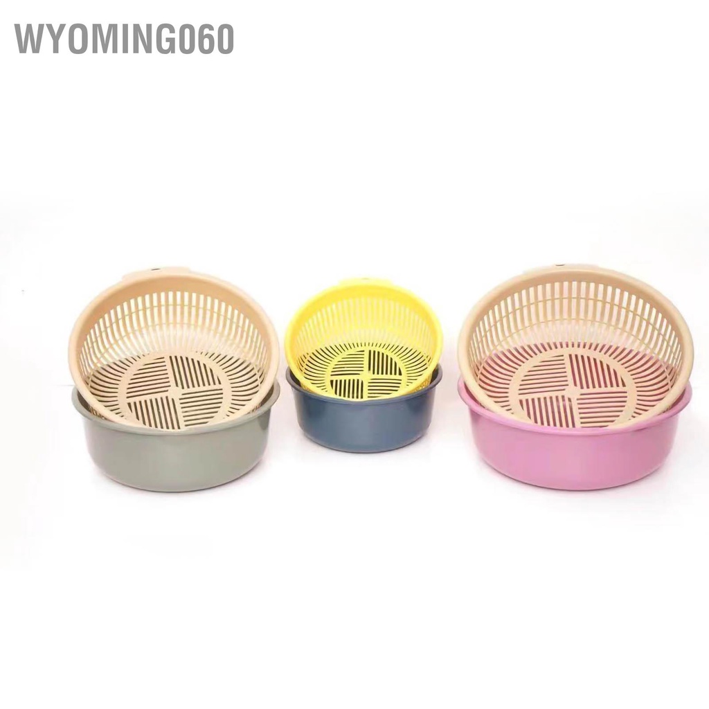 [Hàng Sẵn] Nhà bếp Colander PP An toàn hai lớp gạo Lưu trữ trái cây thoát nước giỏ để rửa rau【Wyoming060】