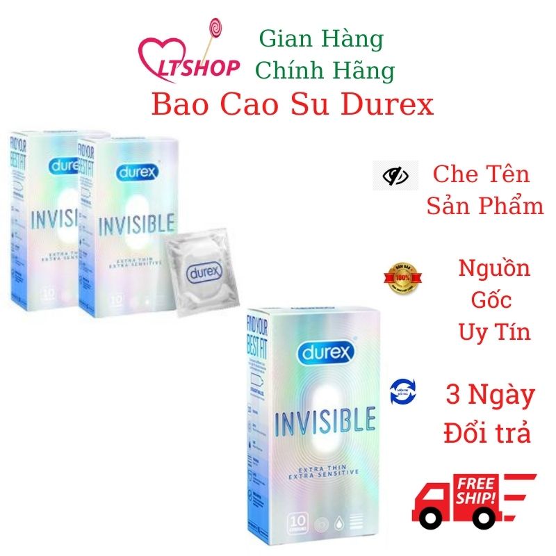 Bao Cao Su Durex Invisibil   siêu mỏng  mua 2h 10c tặng 1h 10 chiếc