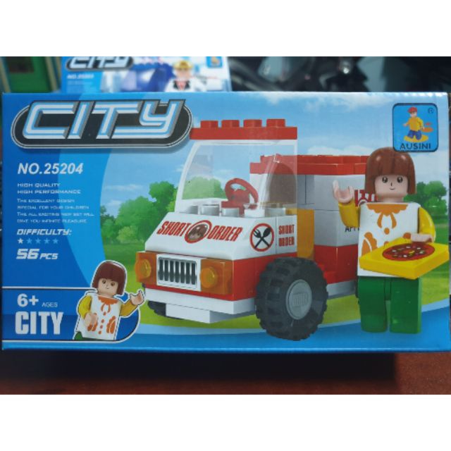 Lego ausini 25204 city nhân viên nữ xe giao hàng order pizza nhanh siêu tốc đồ chơi lắp ráp ghép hình thông minh