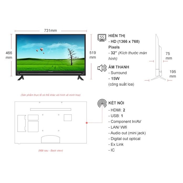 Smart Tivi Android Tv Sharp 32 inch 2T-C32BG1X Hỗ trợ Google Assistant tìm kiếm bằng giọng nói--Chỉ giao tại HN--