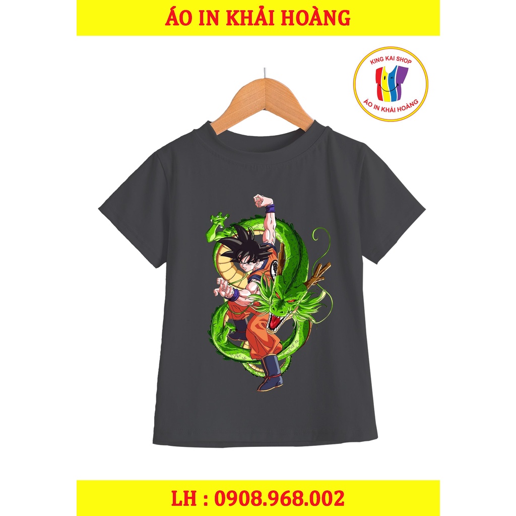 Áo thun nam bé trai đen ngầu in hình goku dragonball 7 viên ngọc rồng vải cotton co giản thoải mái