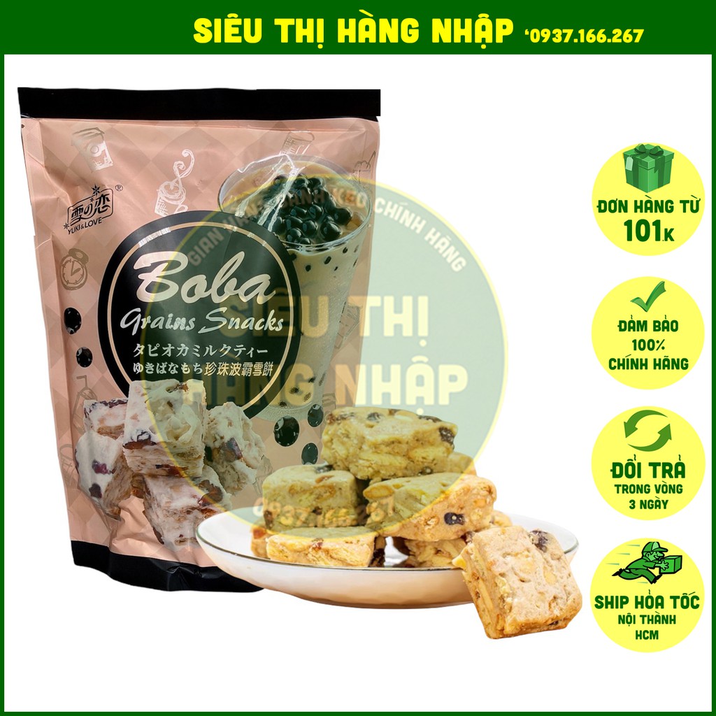 Bánh nougat ngũ cốc trà sữa hạt trân châu Boba Yuki & Love Đài Loan 144g | BigBuy360 - bigbuy360.vn