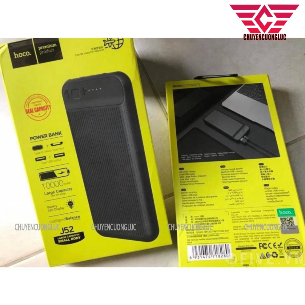 Sạc dự phòng dung lượng cao 10.000mAh - Hoco J52 - Chính hãng