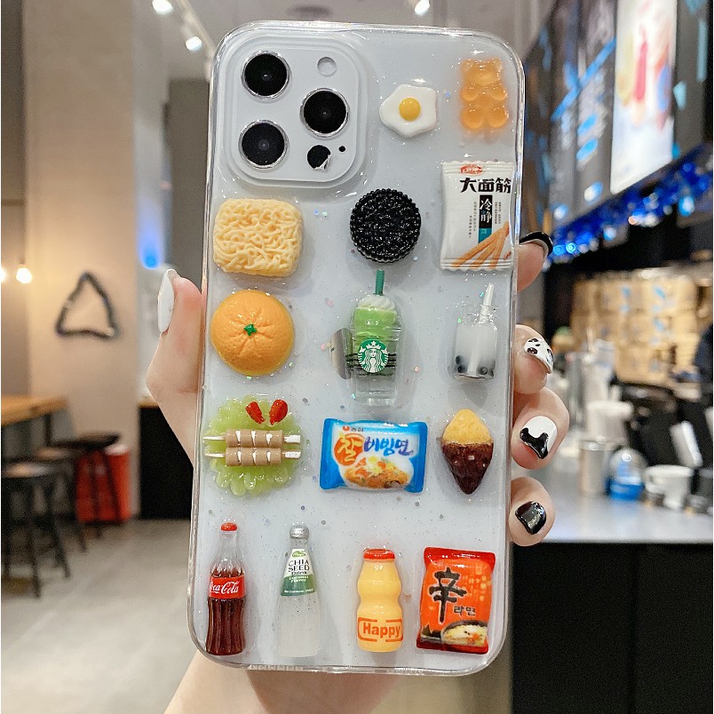 Ốp Điện Thoại Trong Suốt In Hình Đồ Ăn Vặt Độc Đáo Cho Iphone X / 11 Promax Xr | Ốp Điện Thoại Họa Tiết 3D Cho Iphone 7 8 Plus X 12 pro max