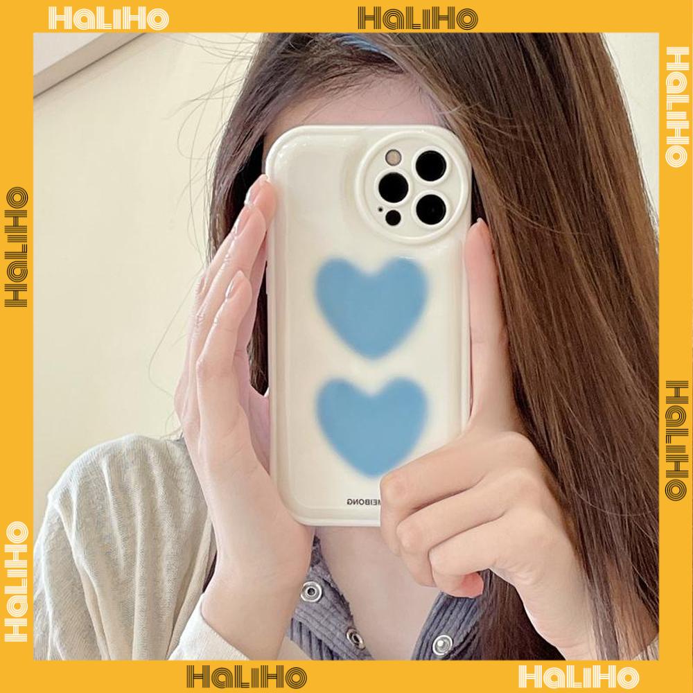 iPhone Case Silicone Soft Case Airbag Shockproof Protection Camera Blue Heart Simple Cute Compatible For iPhone 11 Pro Max 13 Pro Max 12 Pro Max 7Plus xr XS Max