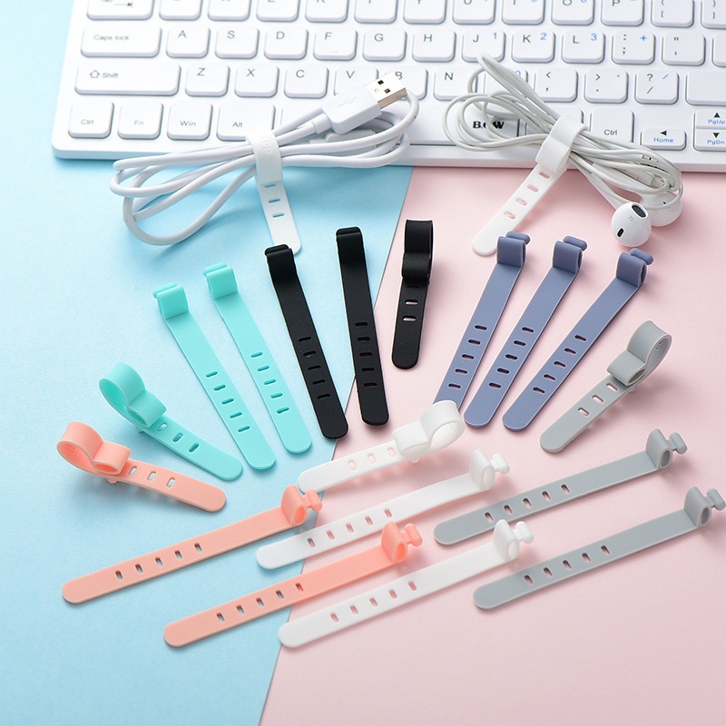 Set 4 Dây Đai Buộc Cố Định Tai Nghe, Dây Sạc Chống Rối Bằng Silicon Tiện Dụng