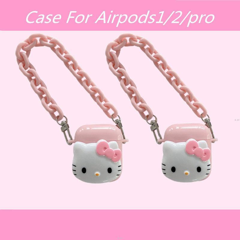 Vỏ Bảo Vệ Hộp Sạc Tai Nghe Bluetooth Không Dây AirPods1/2 Mini pro3 Hình Mèo Hello Kitty Màu Hồng Dễ Thương