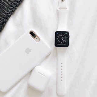 Set White Ốp iPhone và Dây Apple Watch Silicone