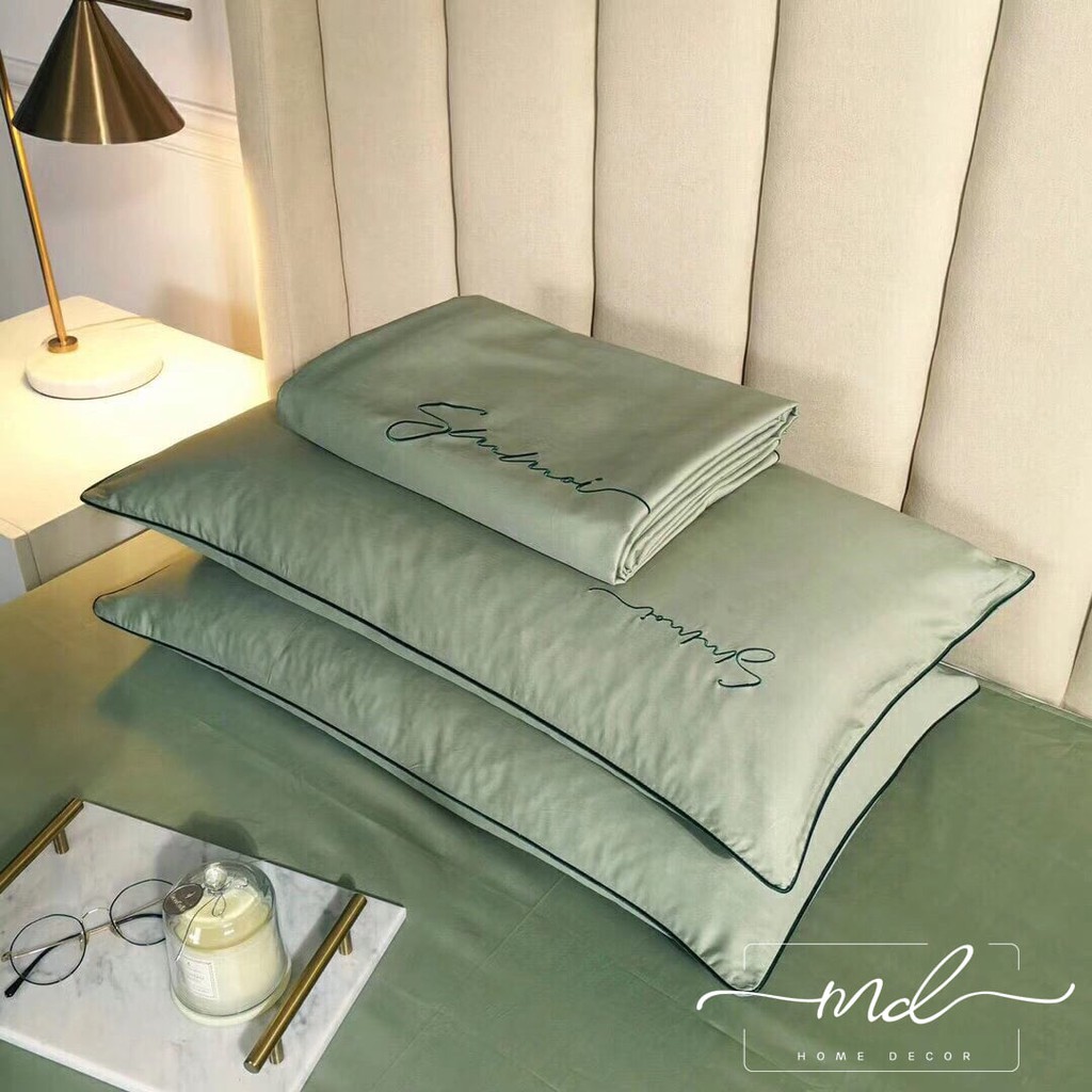 Bộ chăn ga vỏ gối Lụa Tencel 40S MD.DECOR - Bedding 4 món đơn sắc siêu đẹp hàng nhập khẩu nhiều size drap nệm M4,M6,M8