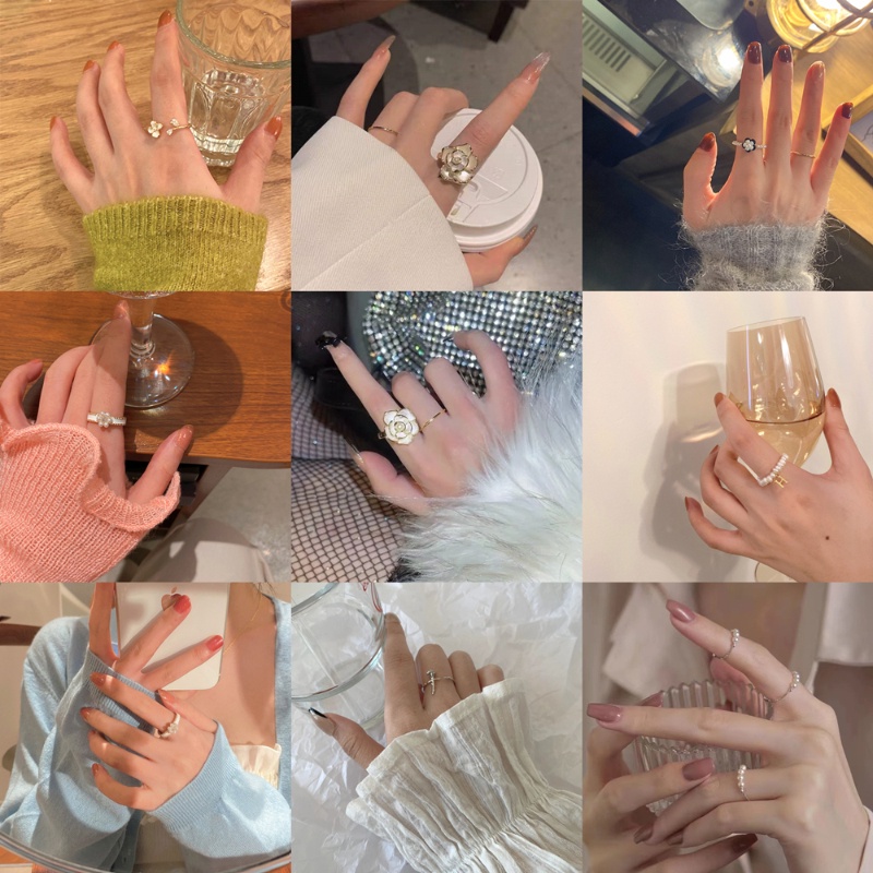 Nhẫn Mạ Vàng Hồng Đính Ngọc Trai Nhân Tạo Phong Cách Hàn Quốc Sang Trọng Cho Nữ