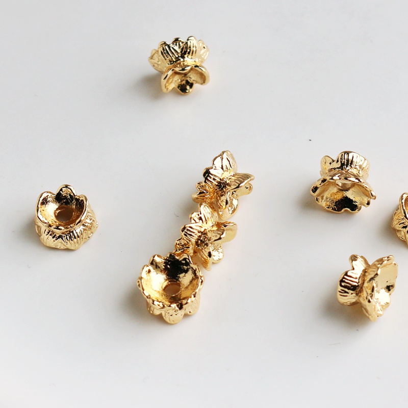 Bộ 10 Hạt Xâu Chuỗi Vàng 14K Hai Dây Làm Trang Sức Thủ Công