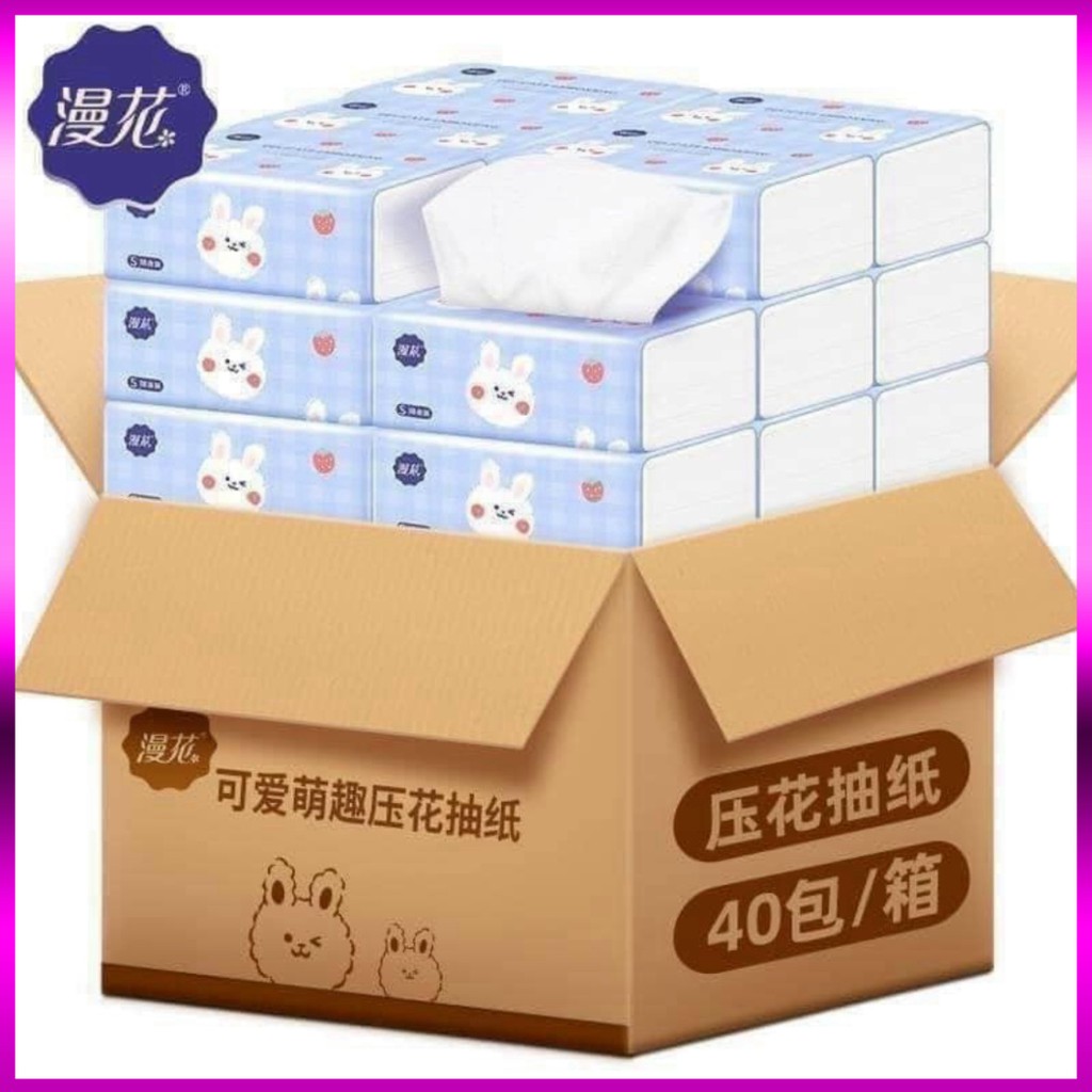 Thùng 40 Gói Giấy Ăn Rút Hình Thỏ Nội Địa Trung